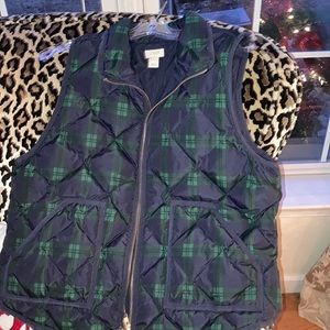 J crew plaid green n navy vest